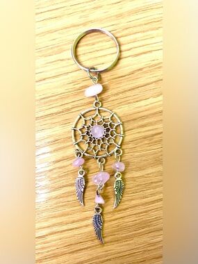 Rose Quartz Dreamcatcher Keychain